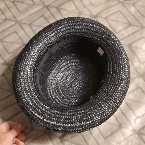 Black Woven Women's Hat River Island Black Straw Hat. Adult size. - Picture 6 of 9